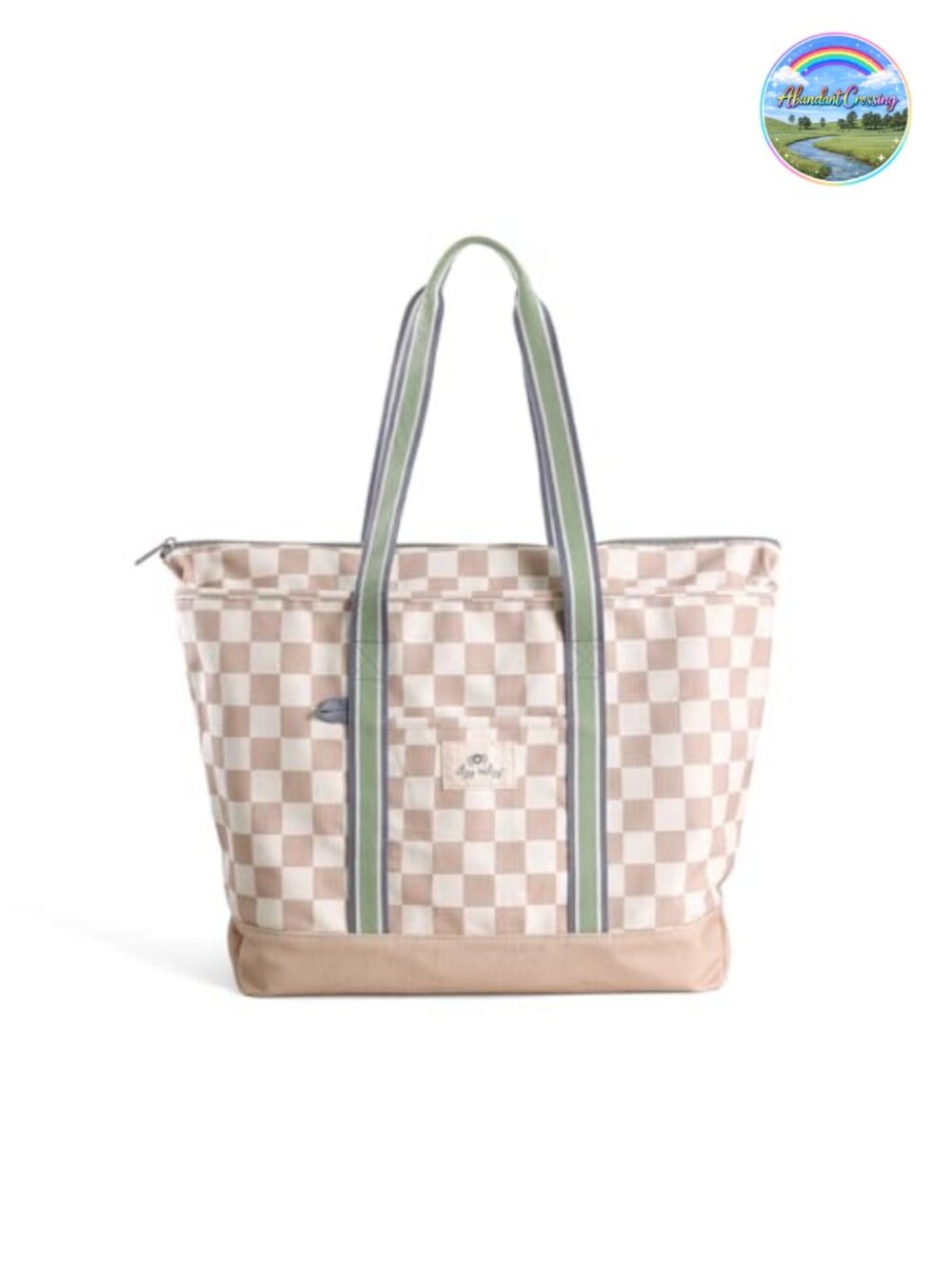 Canvas Mom Tote Bag with Zipper Closure & 4 Pockets